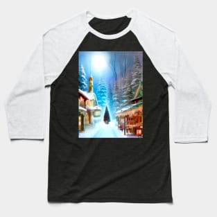A Quaint Christmas Village Baseball T-Shirt